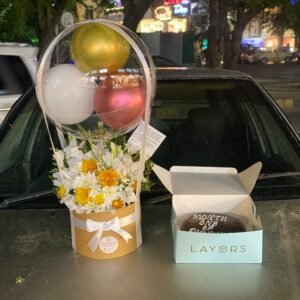 Sunshine Balloon Flower Box with Cake
